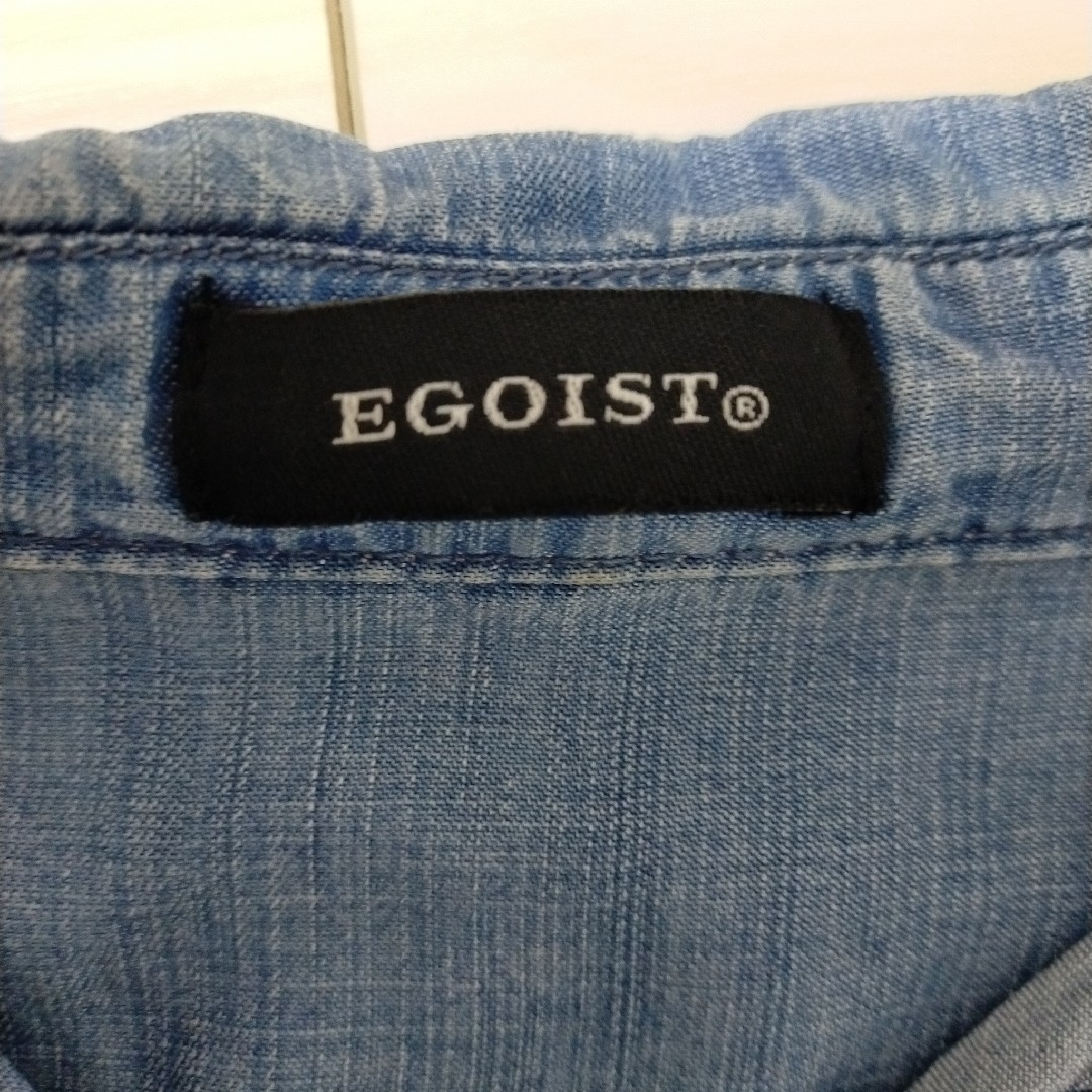 EGOIST(エゴイスト)の匿名配送【美品】EGOIST　デニム風　シャツワンピース　ブルー レディースのワンピース(ミニワンピース)の商品写真