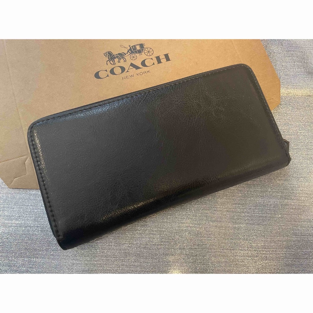 COACH(コーチ)のCOACH  コーチ　レザー　長財布　ブラック　ブルー　メンズ　未使用品　 メンズのファッション小物(長財布)の商品写真