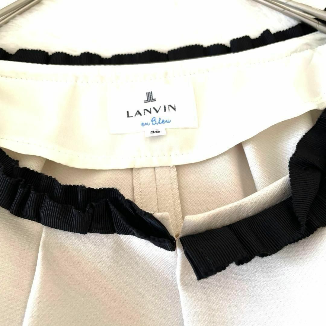 LANVIN en Bleu(ランバンオンブルー)の【美品】LANVIN en Bleu ノーカラージャケット 36 Sサイズ 上品 レディースのジャケット/アウター(ノーカラージャケット)の商品写真