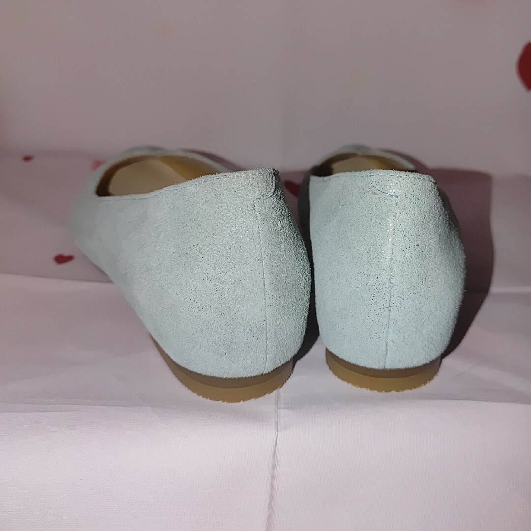 キラキラスエード風ローヒールパンプス春色グリーンブルーミント レディースの靴/シューズ(ハイヒール/パンプス)の商品写真