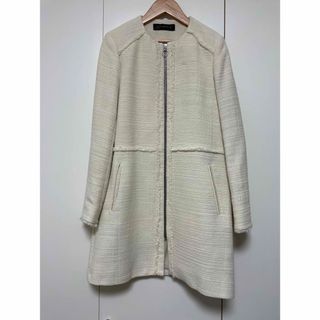 ザラ(ZARA)のZARA ツイード ノーカラーコート(ノーカラージャケット)