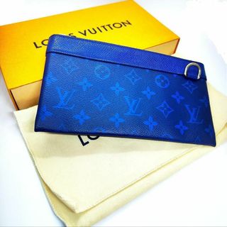 ルイヴィトン(LOUIS VUITTON)のポシェット タイガ ディスカバリー PM セカンドバッグ 箱付き モノグラム 青(ポーチ)