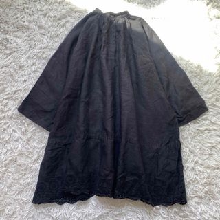 ネストローブ(nest Robe)の美品✨ネストローブ チュニック 春服 カットワーク 麻 ワンピース 花柄 フリル(チュニック)