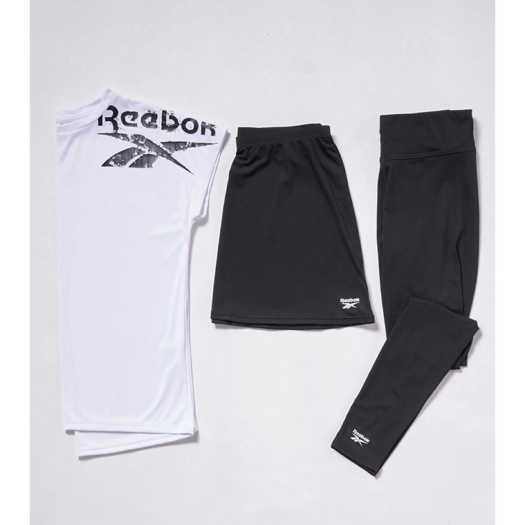 Reebok(リーボック)の新品【Reebok / リーボック】Tシャツ スカート付きレギンス3点セット スポーツ/アウトドアのトレーニング/エクササイズ(ヨガ)の商品写真