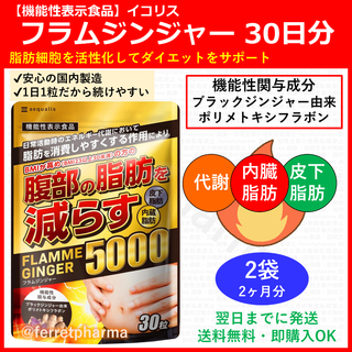 【数量限定】機能性表示食品 フラムジンジャー 30粒 30日分 2袋(ダイエット食品)