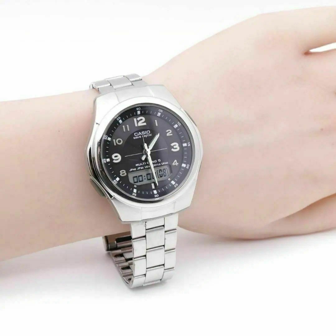 CASIO(カシオ)の《一点物》CASIO wave ceptor 腕時計 ブラック ソーラー s メンズの時計(腕時計(アナログ))の商品写真