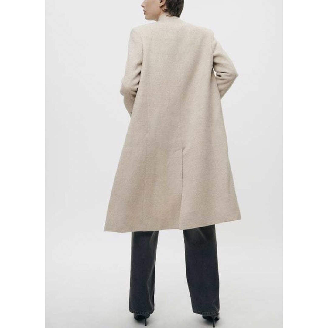 ZARA(ザラ)の新品 ZARA ラペルレス MANTECOウールコート レディースのジャケット/アウター(ロングコート)の商品写真