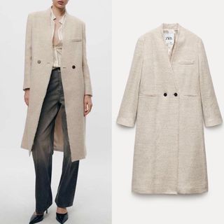 ザラ(ZARA)の新品 ZARA ラペルレス MANTECOウールコート(ロングコート)