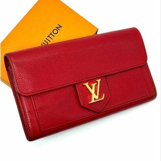 ルイヴィトン(LOUIS VUITTON)のルイヴィトン ポルトフォイユ ロックミー 長財布 レッド LVロゴ ゴールド金具(財布)