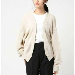 ロク(6 (ROKU))のMESH V NECK KNIT CARDIGAN【BEIGE】6 (ROKU)(カーディガン)