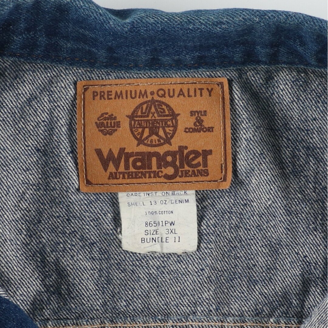 Wrangler(ラングラー)の古着 ビッグサイズ ラングラー Wrangler デニムジャケット Gジャン メンズXXXL /eaa424715 メンズのジャケット/アウター(Gジャン/デニムジャケット)の商品写真