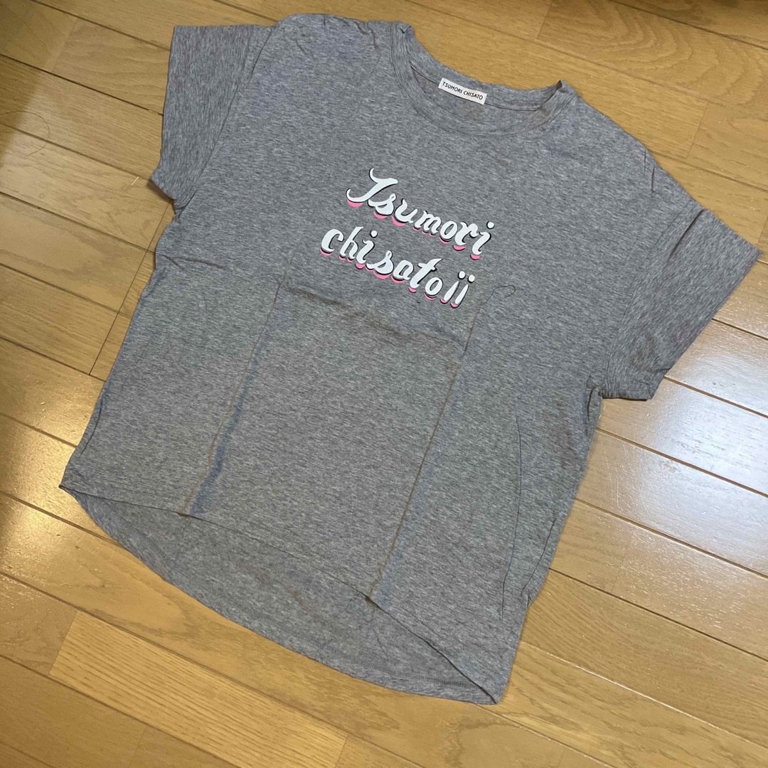 TSUMORI CHISATO(ツモリチサト)のツモリチサト　綿100％プリントTシャツ　グレー　未着用 レディースのトップス(Tシャツ(半袖/袖なし))の商品写真