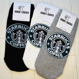 スターバックス(Starbucks)の韓国靴下☆レディースソックス☆フリーサイズ☆３色セット☆ショートソックス☆(ソックス)