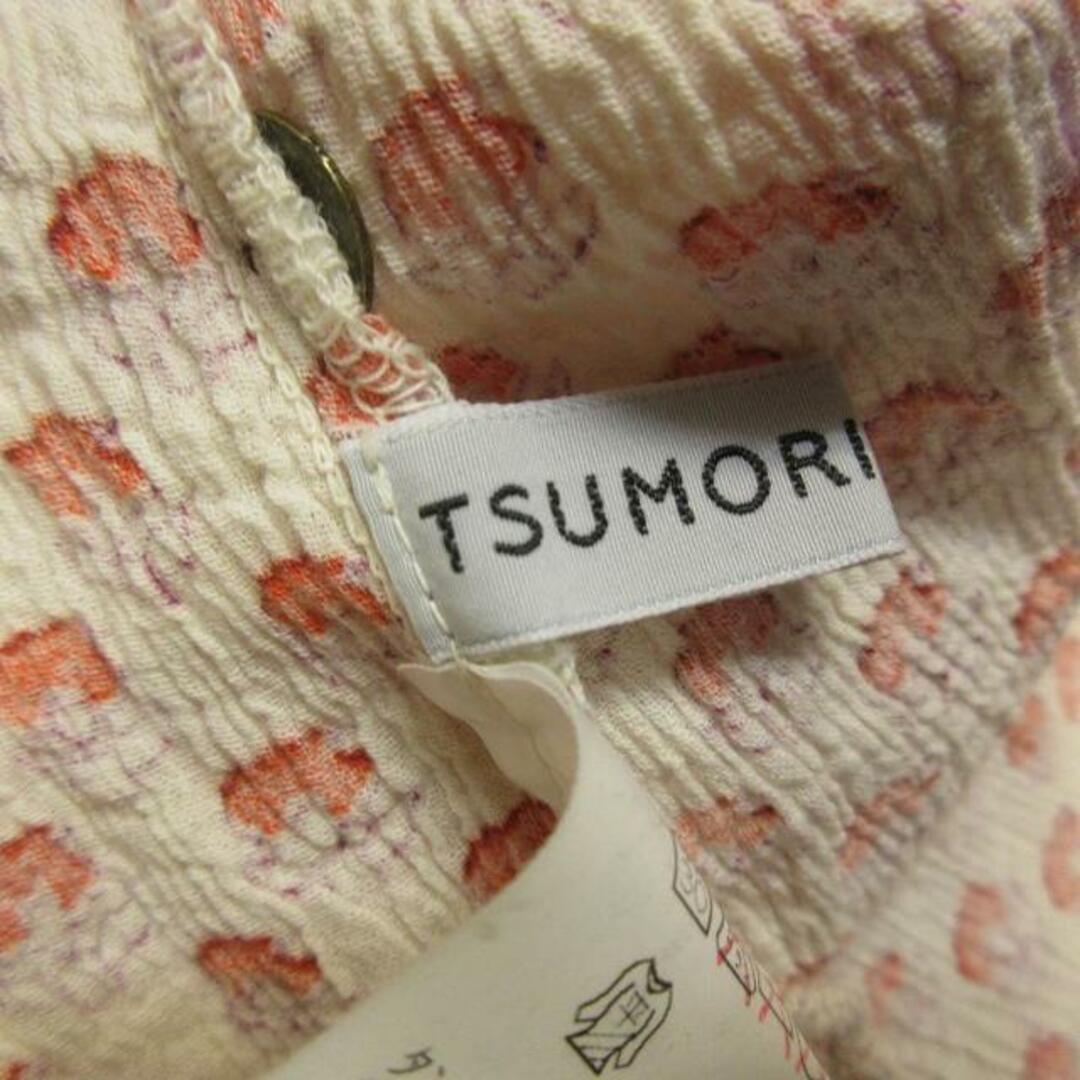 TSUMORI CHISATO(ツモリチサト)のツモリチサト 美品 シャツ ブラウス 総柄 王冠柄 長袖 オレンジ系 白系 2 レディースのトップス(シャツ/ブラウス(長袖/七分))の商品写真