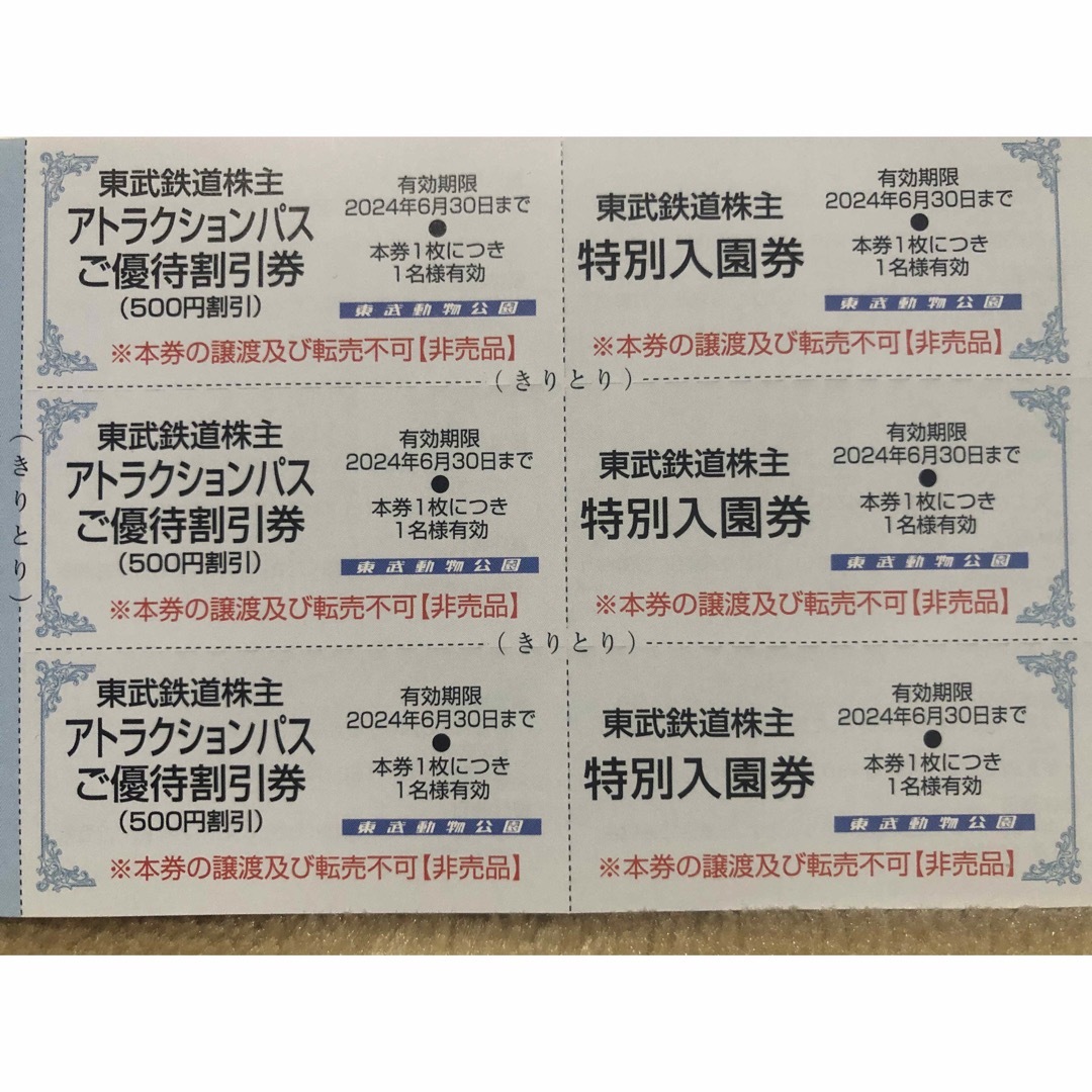 東武動物公園特別入園券　3枚 チケットの施設利用券(動物園)の商品写真