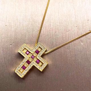 A110  十字架　金アレ対応　ジルコニア　ネックレス　18k (ネックレス)