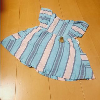 アイ(i)のUSED ベビー服☆サーフ系リゾートワンピース切替ストライプ☆80cm(ワンピース)