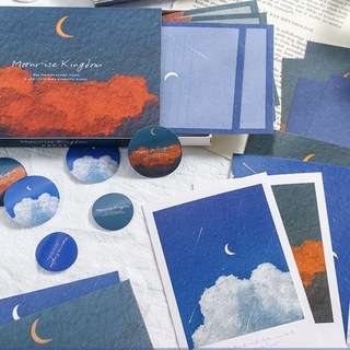 雲の上の月 ポストカード 便箋 シール ステッカー 封筒 手紙 24枚【P30】(カード/レター/ラッピング)