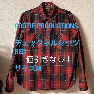 クーティー(COOTIE)のCOOTIE PRODUCTIONS チェックネルシャツ RED サイズM(シャツ)