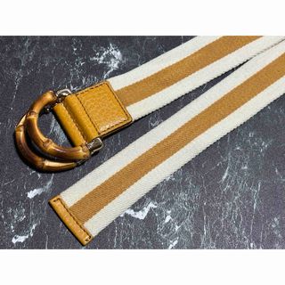 グッチ(Gucci)のグッチ　レディース　ベルト　マスタード　からし色　キャンバス　レザー　(ベルト)