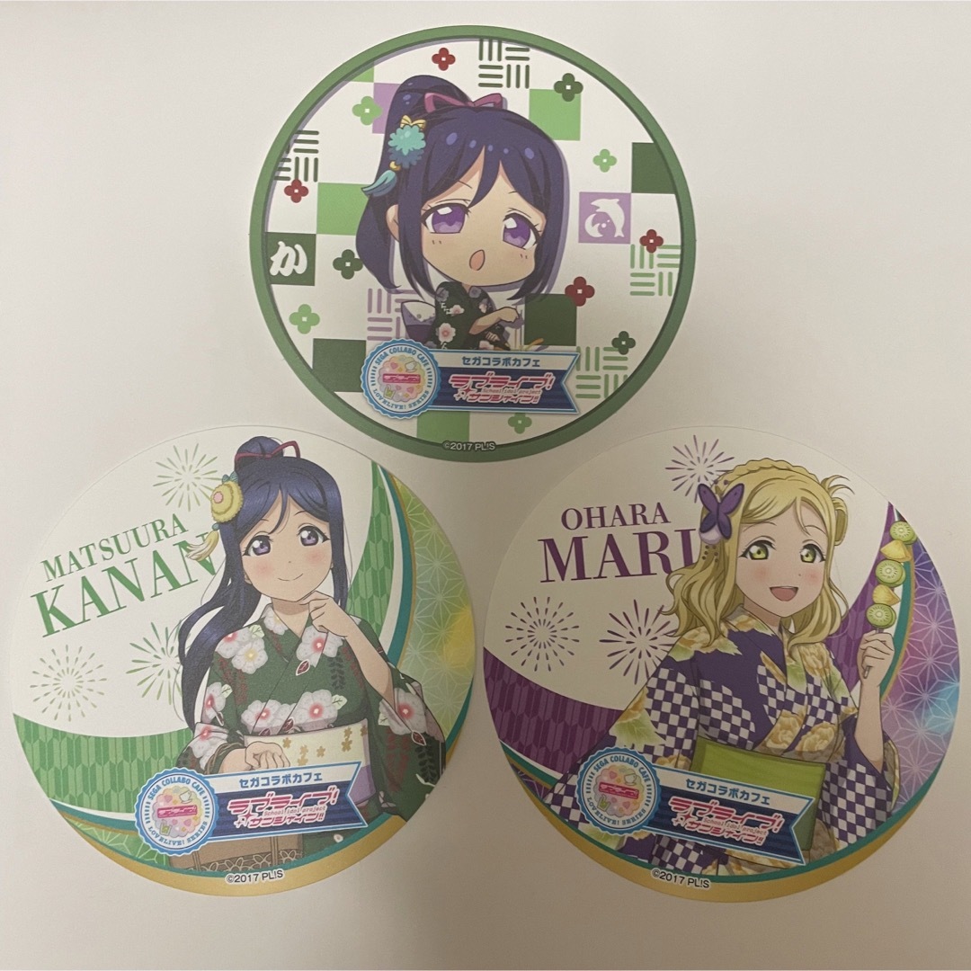 SEGA(セガ)のラブライブ コースター 小原鞠莉 松浦果南 gigoコラボカフェ エンタメ/ホビーのおもちゃ/ぬいぐるみ(キャラクターグッズ)の商品写真