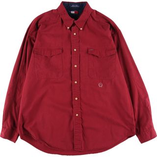 トミーヒルフィガー(TOMMY HILFIGER)の古着 90年代 トミーヒルフィガー TOMMY HILFIGER 長袖 ボタンダウンシャツ メンズXL ヴィンテージ /eaa426608(シャツ)