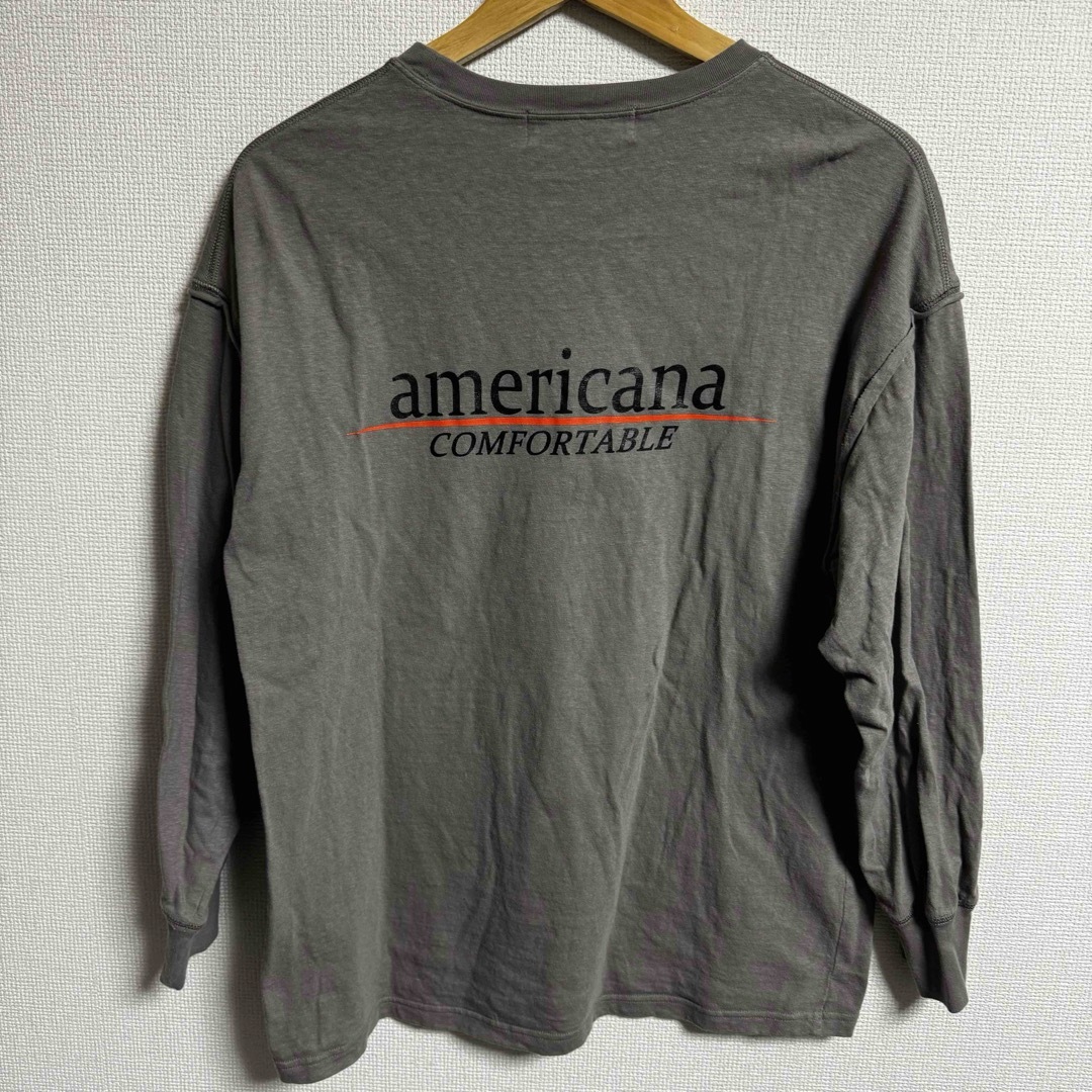 AMERICANA(アメリカーナ)の【人気】Americana 長袖　ロンTシャツ　グレー　レディース　ジーンズ レディースのトップス(Tシャツ(長袖/七分))の商品写真