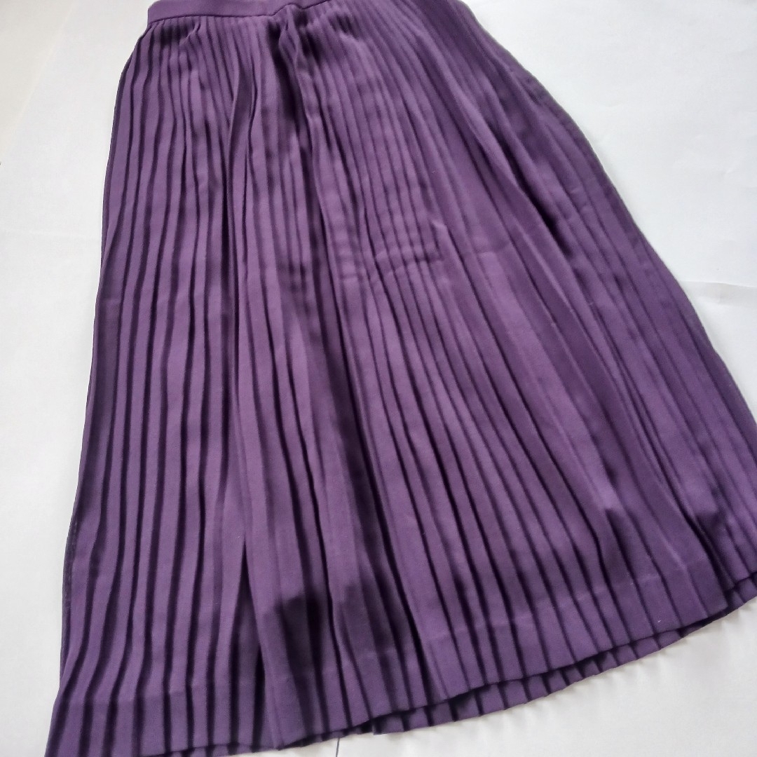 昭和レトロ　プリーツスカート　紫　むらさき パープル　古着 レディースのスカート(ひざ丈スカート)の商品写真
