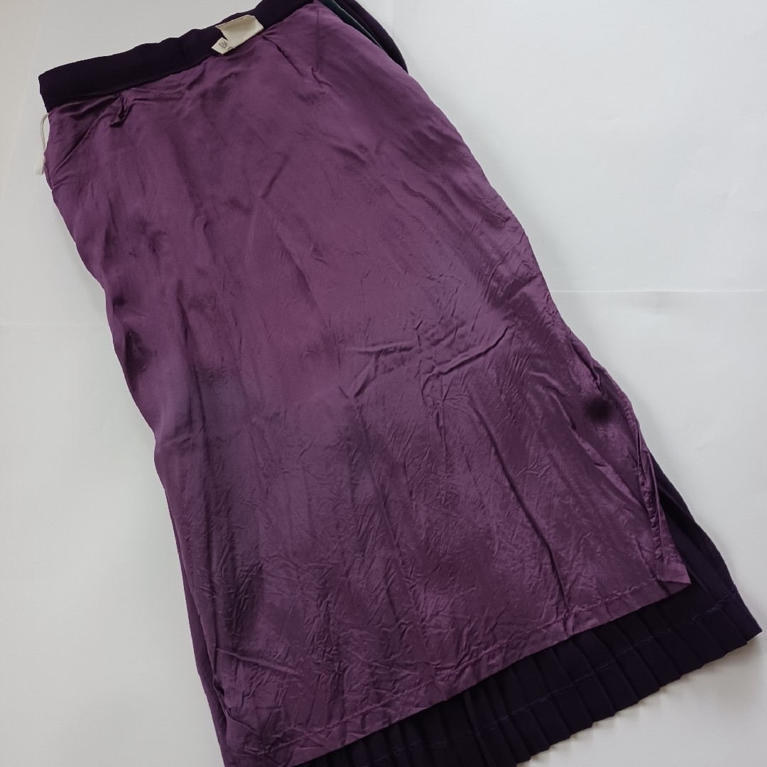 昭和レトロ　プリーツスカート　紫　むらさき パープル　古着 レディースのスカート(ひざ丈スカート)の商品写真