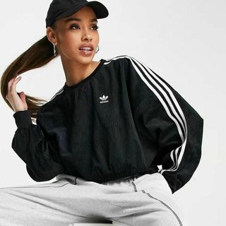 アディダス(adidas)の海外限定 adidas originals コーデュロイ スウェット ブラック(トレーナー/スウェット)