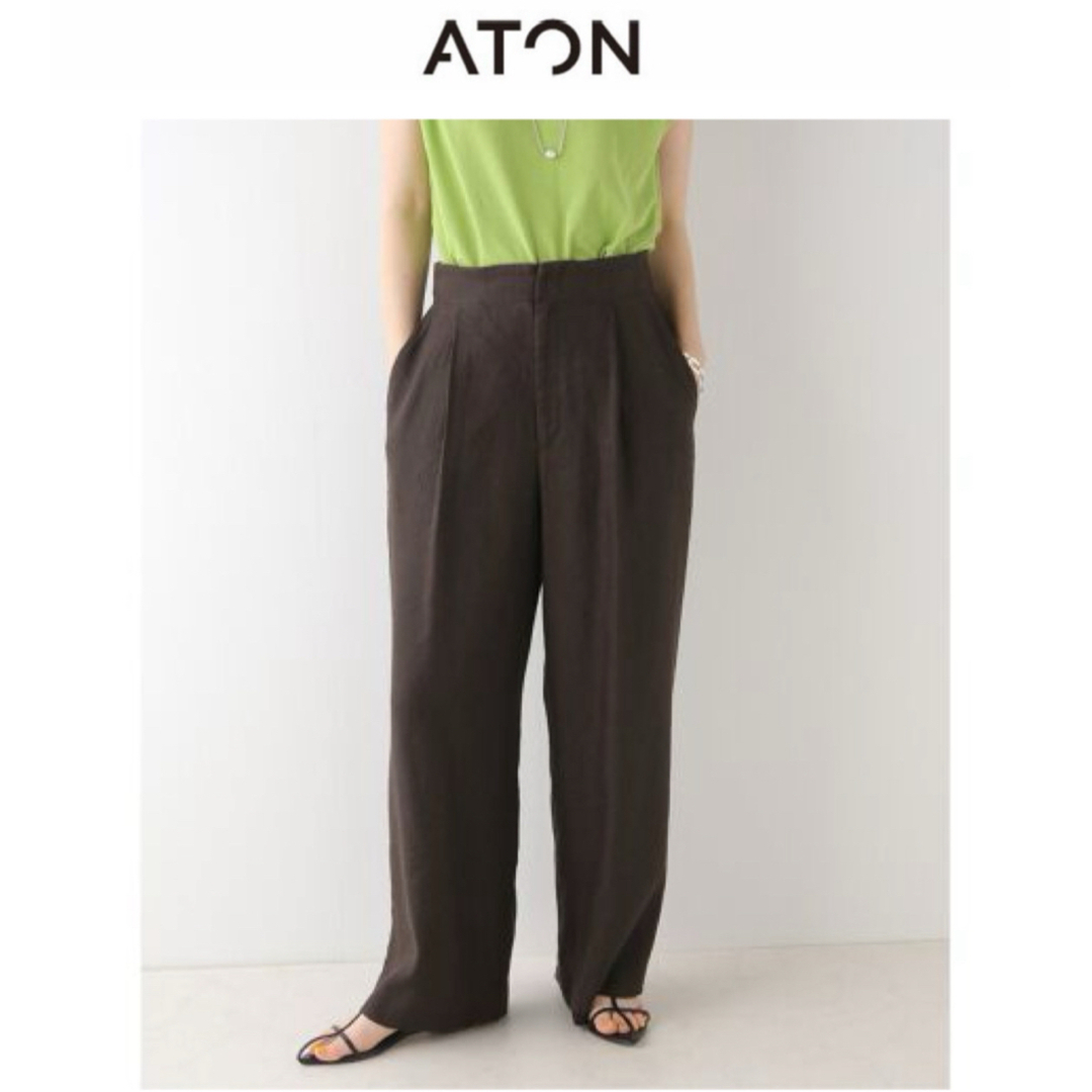 ATON(エイトン)のATON リネンヴィスコースワイドパンツ 上代4.6万 レディースのパンツ(カジュアルパンツ)の商品写真