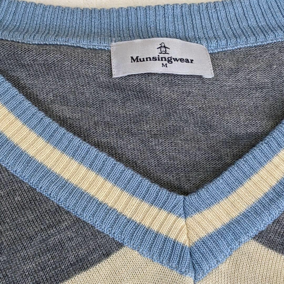 Munsingwear(マンシングウェア)の【マンシングウェア】ニット　長袖　ゴルフウェア　M　水色　ワンポイント刺繍 スポーツ/アウトドアのゴルフ(ウエア)の商品写真