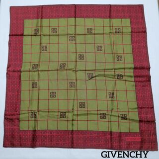 ジバンシィ(GIVENCHY)のGIVENCHY スカーフ 79×77 4G レッド カーキ(バンダナ/スカーフ)