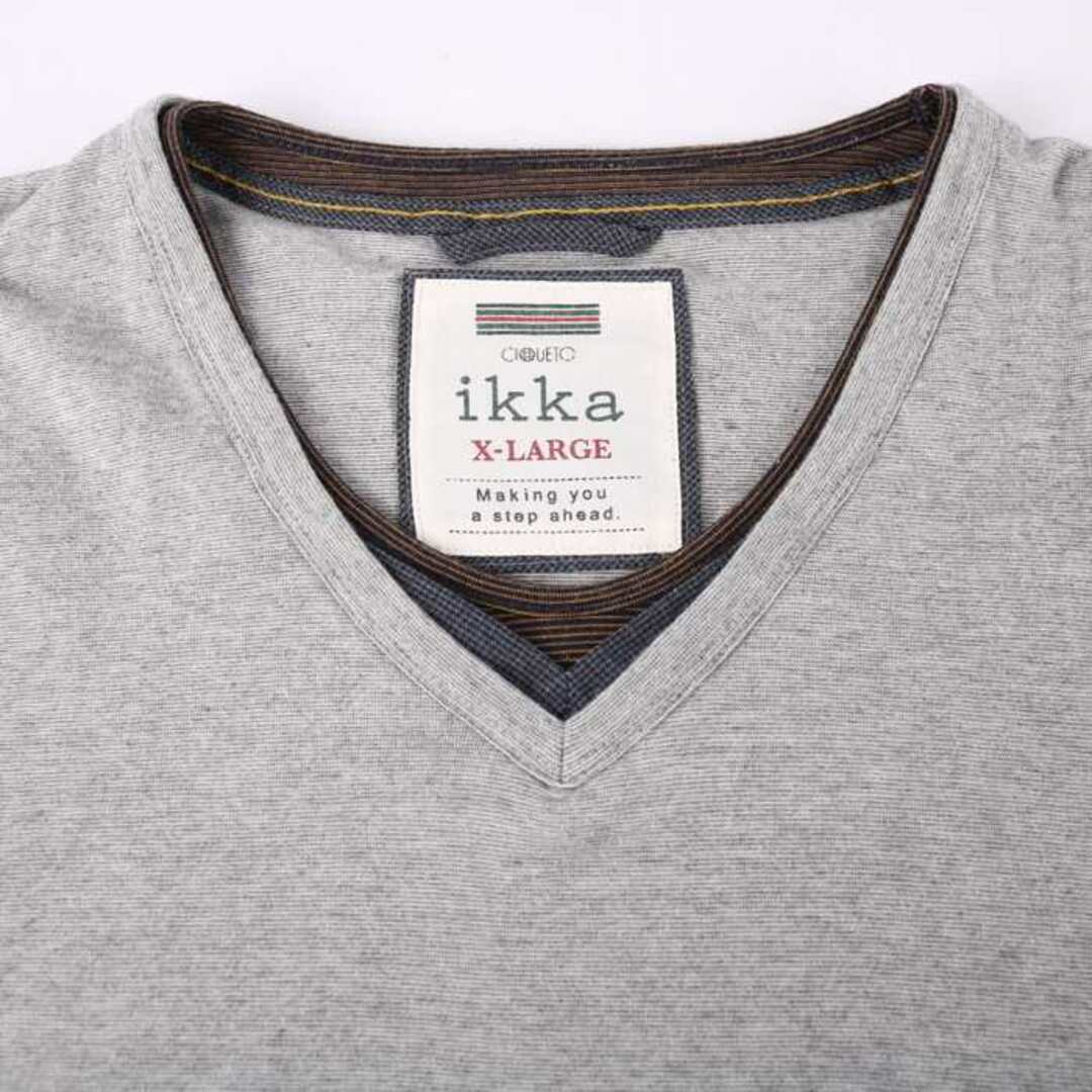 イッカ 長袖Ｔシャツ トップス カットソー シンプル Vネック メンズ XLサイズ グレー ikka メンズのトップス(Tシャツ/カットソー(七分/長袖))の商品写真