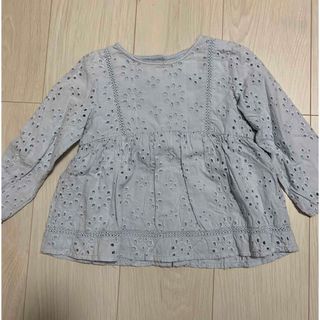 ザラキッズ(ZARA KIDS)の美品 98cm zarababy ブルー レースブラウス 長袖 チュニック ザラ(ブラウス)