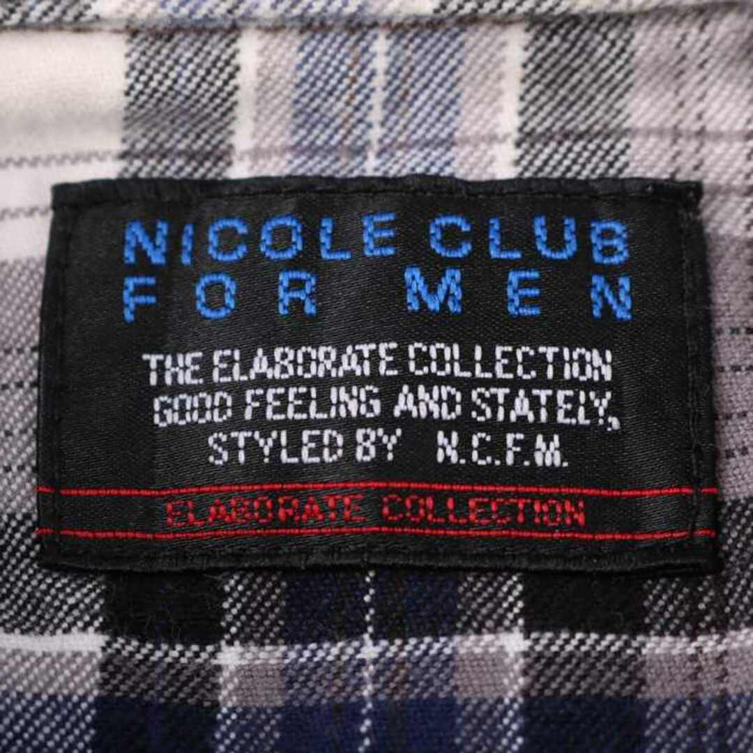 NICOLE(ニコル)のニコル 長袖シャツ トップス カットソー チェック柄 NICOLE CLUB FOR MEN メンズ 48サイズ ホワイト ブルー ブラック NICOLE メンズのトップス(シャツ)の商品写真