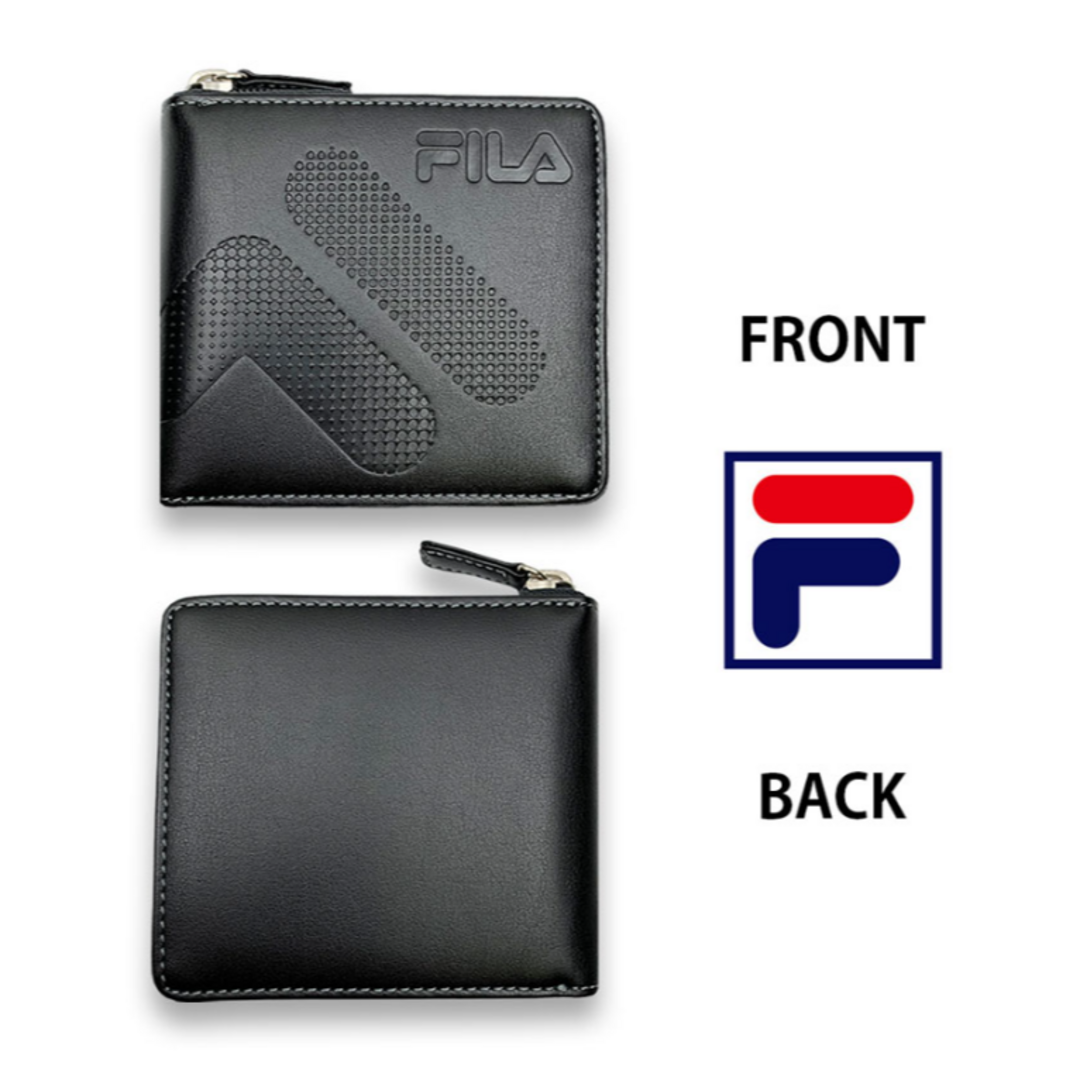 FILA(フィラ)の【ブラウン】FILA（フィラ）ドットロゴ型押し ラウンドファスナー 2つ折り財布 メンズのファッション小物(折り財布)の商品写真