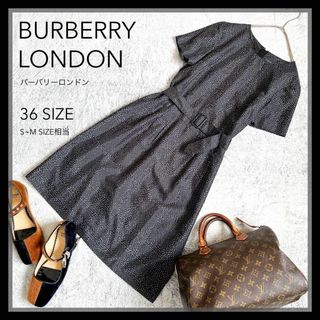 BURBERRY - 【美品】バーバリーロンドン 膝丈 ワンピース 半袖 ノバ 