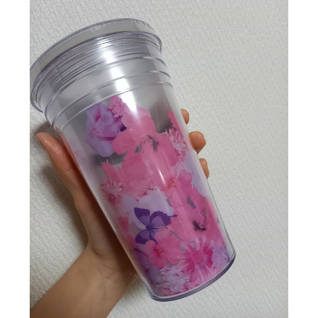 Rady(レディー)のレディ ストロータンブラー 花柄 蝶 ピンク 450ml インテリア/住まい/日用品のキッチン/食器(タンブラー)の商品写真