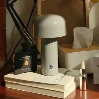 きのこ ランプ グレー ライト 充電式 USB 照明 間接照明(テーブルスタンド)