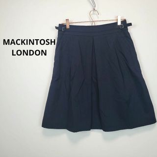 MACKINTOSH 紺色 膝丈スカート ポケット 飾りベルト