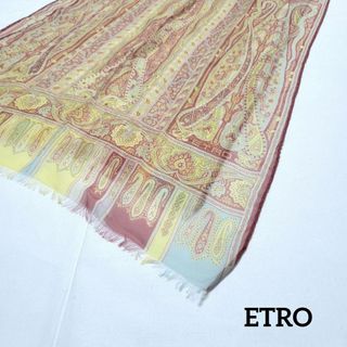 エトロ(ETRO)の【極美品】ETRO ストール  132×40.5 薄手 ペイズリー ブラウン(ストール/パシュミナ)