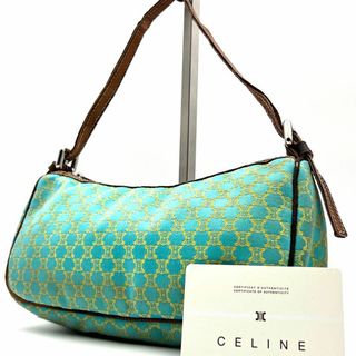 セリーヌ(celine)の《希少色》CELINE トリオンフ アクセサリーポーチ ブルーグリーン レザー(ハンドバッグ)