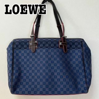 ロエベ(LOEWE)の極美品 ロエベ　アナグラム　リピート　キャンバス　レザー　トート ビジネスバッグ(トートバッグ)