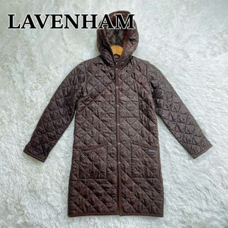 LAVENHAM - 英国製 ラベンハム キルティングコート ブラウン 裏地花柄 ロング リバティ