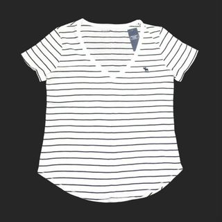 Abercrombie&Fitch - ★新品★アバクロンビー&フィッチ★ボーダーVネックTシャツ (White/M)