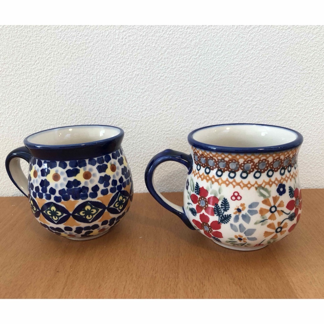 Polish Pottery(ポーリッシュポタリー)のポーリッシュポタリー  マグカップ　2点セット インテリア/住まい/日用品のキッチン/食器(グラス/カップ)の商品写真