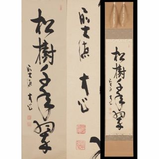 【真作】掛軸 大徳寺 小室大心『松樹千年翠』紙本 共箱付 掛け軸 x03874(書)