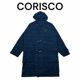 タグ付き CORISCO グリーンチェック ダッフルコート 美品 総柄(ダッフルコート)