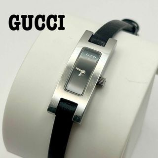 Gucci - GUCCI 腕時計　3900L クォーツ　スクエア　シルバー　レザー　ブラック